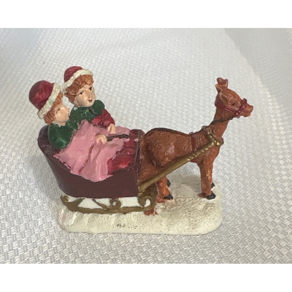 Christmas Village Miniature Sleigh Figurine Resin Christmas Village Decor